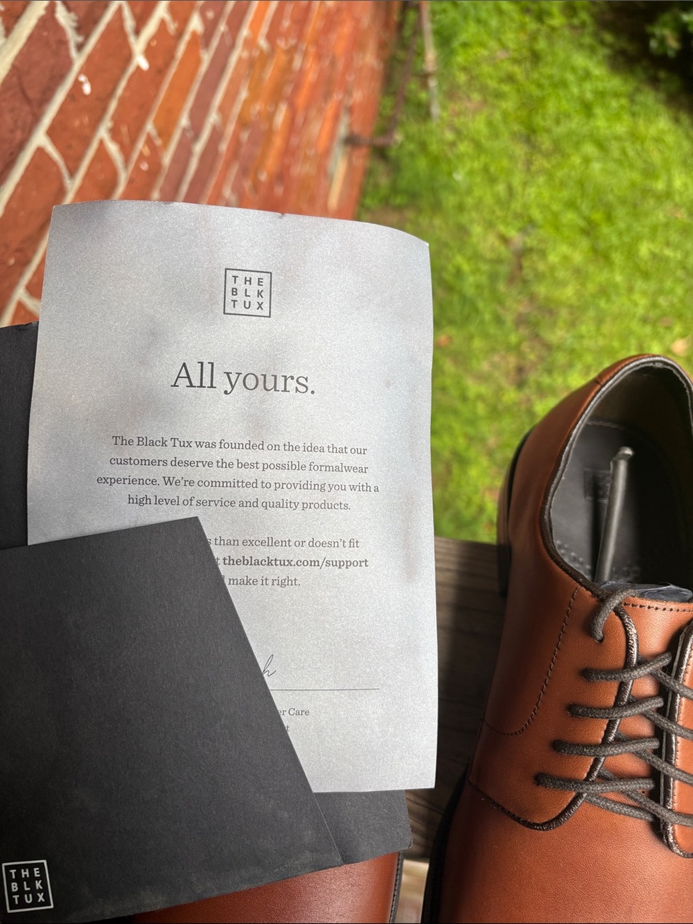 The Black Tux | Men's Tan Leather Derby Shoes — Classic Lace-Up Dress Oxfords - Picture 10 of 10